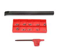 Tusente de herramientas de ranura de torno S12M - SDUCR07 | 10pcs DCMT0702 Insertos y llave de carburo | Alta resistencia a la agarre para la giro del CNC de hierro fundido/acero