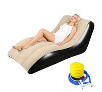 Tutamaz Sofá inflable, sillón de salón hinchable, impermeable, sofá hinchable, cómodo sofá de aire para interior y exterior, para camping, hogar, caqui
