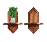 Tuxuseo Juego de 2 estantes de pared para plantas, de madera bohemia | Estante de pared para macetas de madera en sala de estar, pasillo, entrada, hogar, habitación infantil y dormitorio