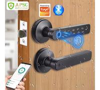 Tuya App Bluetooth cerradura de puerta inteligente con huella dactilar contraseña llave mecánica NFC desbloqueo para manija de puerta de madera cerradura IP65 a prueba de lluvia 3 in 1-Basic