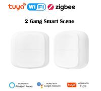 Tuya-interruptor inteligente WiFi/Zigbee, interruptor de botón pulsador, 2 entradas, 4 escenas, control remoto inalámbrico para hogar inteligente, interruptor de escenario de automatización wifi