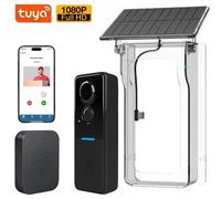 Tuya-timbre inalámbrico para exteriores, cubierta Solar, videoportero de 1080P, Audio bidireccional, detección de movimiento, mirilla, cámara de puerta, Wifi Set-White