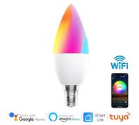 Tuya Wifi E14 Smart LED Vela Bombilla RGBCW 5W Regulable Alexa Google