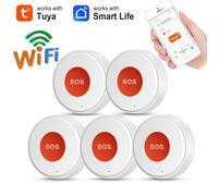 Tuya WiFi SOS botón una tecla alarma de seguridad inalámbrica de emergencia dispositivo de pánico para niños mayores seguridad en el hogar aplicación remota Smart Life 5 pcs