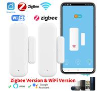 Tuya WiFi Zigbee Sensor de puerta Sensor de ventana Sensor de contacto para hogar inteligente aplicación remota Control para Yandex Alexa WiFi Version