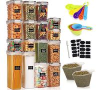 TWBEST Botes Cocina Almacenaje,Recipientes para Alimentos de Plástico 16 Piezas,Sin BPA con Etiquetas,Cuchara, Herméticos para Cereales Harina,Pastas,Café