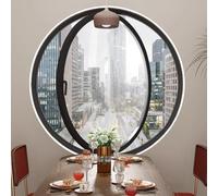 TWHZSAI Ventanas Redondas de Vidrio Templado con rotación de 360°, Ventanas de ventilación de aleación de Aluminio, Ventana de Ojo de Buey para baño, Cocina, decoración de casa de Juegos, Color negr