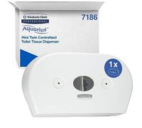 Twin Mini Aquarius Portarrollos Blanco de Pared para baño dispensación Central 7186-1 x Blanco, Dispensador de Papel higiénico