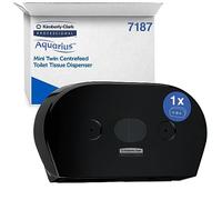 Twin Mini Aquarius Portarrollos Negro de Papel higiénico para baño de dispensación Central 7187-1 x Negro, Dispensador de Papel higiénico