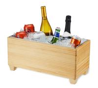 Twine - Cubitera de madera y metal galvanizado, cubo de madera y enfriador de vino y cerveza, capacidad para 4 botellas de vino o 20 l, marrón