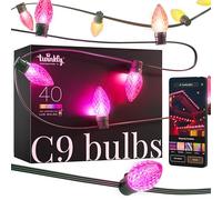 Twinkly Cadena de bombillas C9 - 40 RGB LED Faceted, Green Wire, Plug Type F