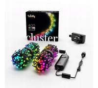 Twinkly Cluster 400 LED RGB+ Blanco, Densidad LED Cadena de Luces LED Inteligentes para Interior y Exterior Compatible con Home Kit, Alexa y Google Home, Gaming, IP44, Control de Aplicación, Cable