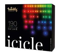 Twinkly Icicle 190 LED RGB, luces LED en cascada para exteriores e interiores, cascada inteligente RGB, compatible con HomeKit, Alexa, Google Home, IP44, control de aplicación, cable transparente, 5,5
