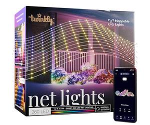 Twinkly Net Lights, Rejilla LED Flexible con 260 LED RGB Mapeables, Tira de Luces Exterior e Interior, Luces Inteligentes, Compatible con Alexa, Google Home, IP44, Cable Transparente, 1,2 m x 1,9 m