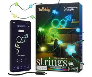 Twinkly Strings 200 - Star RGB USB-C | Luces LED inteligentes USB-C controladas por aplicación, 16 millones de colores, compatibles con Google Assistant