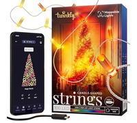Twinkly Strings Candle 100 LED, Guirnalda LED con forma de vela, cable luminoso LED, multicolor RGB, compatible con Alexa, Google Home, luces de juego, alimentación USB C, cable transparente, 6 m
