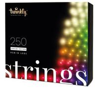 Twinkly Strings 250 LED RGB+ Blanco, Guirnalda de luces LED, LED inteligentes para interiores y exteriores, compatible con Alexa y Google Home, IP44, decoración navideña, control de aplicación, cable
