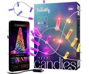 Twinkly Strings USB-C Candle 200 LED, guirnalda LED con forma de vela, cable LED luminoso, multicolor RGB, compatible con Alexa, Google Home, guirnalda navideña, alimentación USB C, cable.
