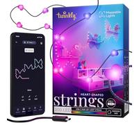Twinkly Candies - Cadena de luces de Navidad con 200 LED RGB - Controlada por App y alimentada por USB-C - Decoración inteligente para interiores, 12m, Corazón, Cable Verde