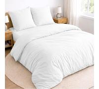 Twinzen Juego de Cama de 4 Piezas para Cama 135 - Funda Nordica 220x240 cm, Sabana Bajera 180x200 cm y 2 Fundas de Almohada 65x65 cm - Microfibra cepillada, Oeko-Tex - Blanco