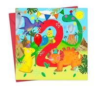 Twizler Tarjeta de cumpleaños de segundo cumpleaños para niños, dinosaurios, tarjeta de feliz cumpleaños para 2 años, tarjeta de segundo cumpleaños para niño, tarjeta de hijo de 2 años, tarjeta de