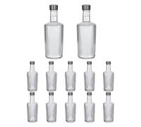 TWO TIGERS | Botella De Agua de Cristal | 1L | Pack de 12 Tipo Milán | Tapón De Acero Inoxidable | Transparente Resistente No Alterar el Sabor | Reutilizable | Para Nevera Frigorífico y Lavavajillas
