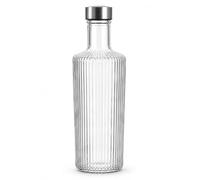 TWO TIGERS | Botella De Agua de Cristal | 1L | Pack de 6 Tipo Milán | Tapón Acero Inoxidable | Transparente Resistente No Alterar el Sabor | Reutilizable | Para Nevera Frigorífico y Lavavajillas