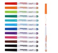 TWOHANDS Paquete de 12 bolígrafos magnéticos para pizarra blanca con borrador, bolígrafos finos de borrado en seco, punta ultrafina, marcadores de pizarra blanca de 0.7 mm, 11 colores, 20659