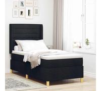 Twovex Cama con somier con colchón negro de 80 x 200 cm de tela, cama individual con somier y cabecero regulable en altura, cama tapizada moderna para dormitorio de hasta 140 kg, cama juvenil compacta