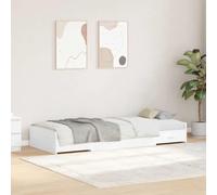 Twovex Marco de cama con cabecero blanco 80 x 200 cm de madera para cama individual con cajón, marco de cama ahorra espacio para dormitorio, cama de invitados moderna estable y compacta