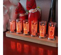 TWSOUL Reloj LED Nixie, reloj digital de tubo, reloj Nixie Tube múltiple, calendario, pantalla de fotos personalizada, 20 modos, USB tipo C para amantes, amigo, Navidad, cumpleaños (D)