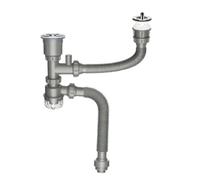 TWTCZOZ Desagüe para Lavadero Doble Fregadero Conjunto de Tubería Sifón Accesorios Kit de Plomería para Doble Cuba con Sellado de Agua y Juntas Materiales, Vaso Alto Calabaza 40