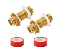 txuzong 2 Piezas Conector de Tanque de Agua 1/2 Pulgada en Latón - Raccord para Depósitos, Torres de Agua y Sistemas Hidráulicos - Incluye Junta de Silicona y Cinta de Sellado