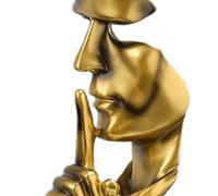 Tyenaza Estatua del Pensador, Escultura Abstracta de Resina Estilo Europeo «El Silencio es Oro», Regalo Original para Amantes del Arte, para Estantes Mesas de Oficina Salón Dormitorio(Oro Oscuro)