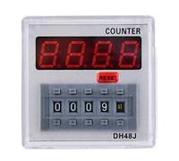 Tyenaza Relé de Contador Digital, Relé de Contador LED, 1-999900 11 pines DH48J-A Contador de Vueltas Digital, Pantalla LED Sistema de Módulo de Interruptor de Control Remoto Automático(24V AC/DC)