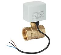Tyenaza Válvula de Bola Motorizada de Latón, DN40 1-1/2 "Válvula de Bola Motorizada, AC220V Válvula de Bola Eléctrica de 2 Vías y 3 Cables para Fan Coil, Control de Sistema de Agua Fría, Agua Caliente