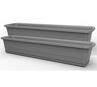 Tymar Jardinera con posavasos, 2 unidades, jardinera de plástico, maceta rectangular, jardín, balcón, terraza (antracita, 79,6 x 17,9 x 14,5 cm)