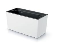 Tymar - Maceta rectangular alta para exteriores, protección contra miradas indiscretas, alargada, color blanco, 39 x 18 x 20 cm