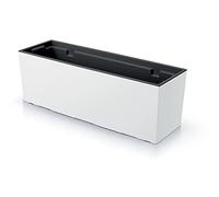 Tymar - Maceta rectangular alta para exteriores, protección contra miradas indiscretas, alargada, color blanco, 58 x 18 x 20 cm