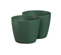 Tymar Macetero de plástico, 2 unidades, 14 cm de diámetro, color verde