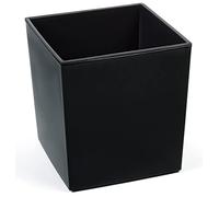 Tymar Macetero de plástico, grande, cuadrado, brillo, jardín, balcón, terraza, casa (negro, 19 x 19 cm)