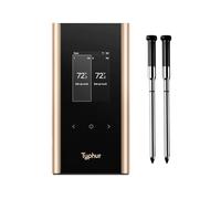 Typhur Sync Gold - Termómetro inalámbrico WiFi para carne, 2 sondas delgadas, 6 sensores, señal 10 veces más fuerte, precisión de ± 0.-15.0 °C, configuración directa de base inteligente, lectura