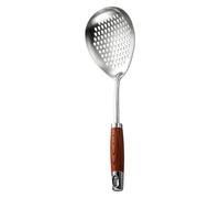 TYUKXJH Espumadera de Cocina | Agujeros de Drenaje Ovalados Herramienta Resistente | Espumadera con mango de madera,para Aficionados Cocineros Caseros Patatas Fritas Empanadillas Verduras Escaldadas