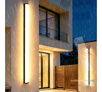 TZSMUM Apliques de Pared Exterior/Interior LED Lámpara de Pared IP65 Impermeable Largo Iluminación de Pared con Mando Distancia Regulable para Jardín Porche Camino (Negro,90cm)
