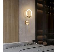 TZSMUM Apliques de Pared Moderno LED Lámpara de Pared Interior Simples Decorativo Iluminación de Pared Anillo Diseño Hierro Acrílico para Pasillo Escaleras Salones (Color Cobre,Luz Cálida)