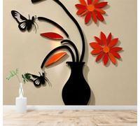 Tzxztt Minimalista Flores Rojas Mariposas Jarrón Negro Arte Papel Pintado 3D Seda Texturizada Primera Calidad Neutros Material Ideal Para SalóN Dormitorio-350cm×256cm