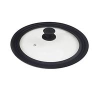 U/D Tapa redonda universal de vidrio de silicona resistente al calor con agujero de vapor para olla, sartén, cacerola (negro, 34 cm)