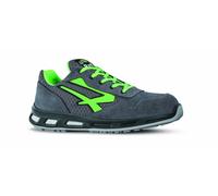 U-Power Zapatos de seguridad Red Lion Point ligeros, cuero antipinchazos, Infinergy Gris/Verde 40