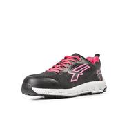 U Power Don't Worry... BE Happy! Zapatos de Seguridad de Trabajo, Hombre, Negro/Fucsia, 38 EU