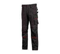 U-Power FREE, pantalón para hombre, pantalón cargo con múltiples bolsillos, bolsillos para rodilleras, bolsillo extraíble en el muslo, tela cómoda, inserción elástica, ropa exterior duradera - Black Carbon 56